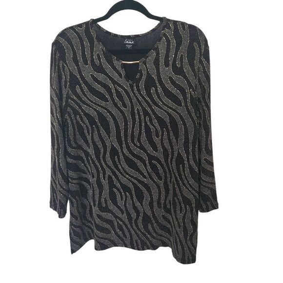 Simply Emma Womens Metallic Shimmer Long Sleeve Blouse Size 1X - Picture 1 of 4